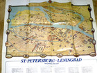 Vintage Large Illustrated Map St  Petersburg Leningrad Preserved And Lost Russia