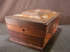19 C Rosewood Inlaid Mother Of Pearl Sewing Box Jewelry Trinket Casket Chest Mop