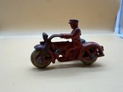 Vintage Hubley Cast Iron Cop Motor Cycle W side Car