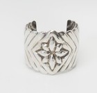 Signed Wide Vintage Sterling Silver Designer Cuff Bracelet Taxco Mexico
