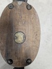 Vintage Antique 5  Block And Tackle Single Wheel Pulley Wood Metal Iron Hook