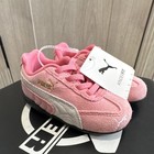 Puma Kindrift Kids Pink Suede Low Top Lace-up Sneakers Us 4 White Stripe