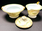     set Of 2 Noritake Japan Sugar Bowl Lid   Creamer Garland Pattern Gold Trim