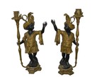 57 Inches Bronze Tall Pair Vintage Black Baroque Blackamoor Statues