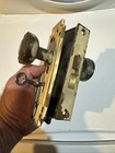 Antique Vintage Brass Door Knobs   Backplates   Lock Set