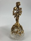 Vintage Ornate Matson  Gold Ormolu Rose Glass Perfume Bottle W  Glass Dauber