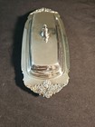 Vintage Wallace 206 Baroque Silver Plate Covered Butter Dish With Glass Insert 