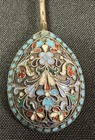 Antique Russian Silver Enamel Spoon Ca 1915 Moscow Mari  a Vasilbevna Semenova