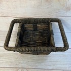 Vintage Brown Woven Basket Handles Wicker Wood Basket Retro Boho Rustic Decor