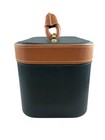 Vtg French Bergo Train Vanity Case Travel Bag Cosmetic Toiletry Green Locking