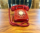 Mid-century Modern At t Working Rotary Dial Phone  Vintage Red Telephone
