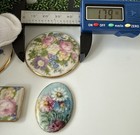 Lot X5 Antique Victorian Hand Painted Floral Miniature Porcelain Jewelry Plates