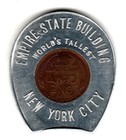 1946 New York Empire State Building Horseshoe Encased Wheat Penny - Lucky Token