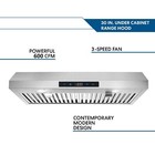30 Inch Under Cabinet Kitchen Range Hood 600cfm 3-speed Remote Touch Control Led