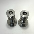 Pair Of Vtg Mcm Pewter 4 25  Candlesticks Metal Holders Retro Metallic Weighted