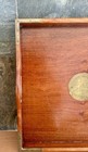 Chinese Rosewood Tray Brass Medallion Inlay Square 13 5   Handles Vintage 1960s