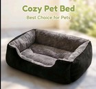 Cozy Plush Dog Bed Cat Sofa Cushion Soft Bolster Pet Bed M L Xl Black Gray