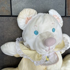 Vintage 1988 Fisher Price Puffalump Bear Yellow Stripes Rattle Bib Plush Stuffed