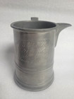 Antique 1800s Pewter Beer Mug Quart Side Spout English  Victorian Marks Engraved
