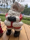 Vtg Atlantic Mold Large Santa   Mrs Claus Winking Knitting Ceramic Christmas 14   