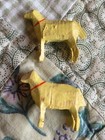 2 Antique Miniature Putz Sheep German Christmas Erzgebirge Wood Animals 