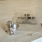 Silver Tone Cross Cocktail Ring Religious Theme Metal No Stone Size 10