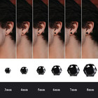 Mens Women Stainless Steel Black Round Cubic Zirconia Ear Studs Earrings 3mm-8mm