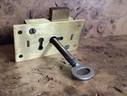 Vintage Antique Solid Brass Cabinet Lock 63mm X 33mm X 10mm   1 Key 