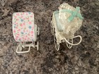 Lot Of 2 Miniature Antique Vintage Doll Carriages