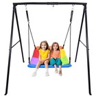 440lb Metal Swing Set W 60 platform Swing Heavy Duty Frame Kids Backyard Playset