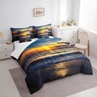  Beach Wave Bedding Set Sea Wave Surfing Sunset Bed In A Bag King Orange Indigo