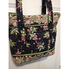 Vera Bradley Black Floral Print Tote Style Shoulder Bag