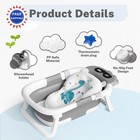 Collapsible Baby Bathtub Newborn To Toddler Portable Travel Grey Dinosaur Avidor