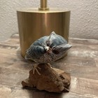 Vtg Hand Carved   Painted Wooden Perched  Owl On Wood Base Folk Art