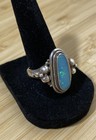 Vtg Sterling Silver 925 Blue Opal Southwest Navajo Style Ring Size 10 75