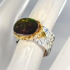 Handmade Ring 10 Ct Natural Ammolite Ring 925 Sterling Silver Size 7  r472372