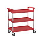 Red Utility   Bussing Cart With Three Shelves - 42  X 20 