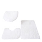 3pc Bathroom Set Rug Mat Toilet Lid Cover Plain Solid Color Bathmats Hb