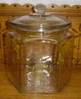 Vintage Yellow Print Glass Planters Peanuts Jar - Chips On Lid