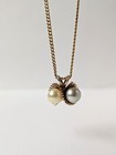 Vintage 10k Gold Mid-century Modern Natural Double Pearl Pendant Infinity Swirl