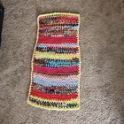 Vtg Handmade Rag Rug Rectangular Primitive Farmhouse Folk Art 18 x37  Striped
