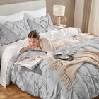 Andency Light Grey Oversized King Pinch Pleat 3pc Down Alternative Comforter Set