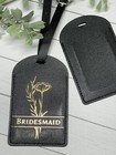 Personalized Leather Luggage Tag  Floral  Travel  Bridesmaid Gift  Id Card  Bag
