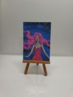 Original Aceo Painting Fantasy Stars Ooak Mini Whimsical Night Art Card 