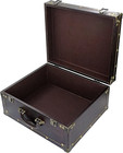 Dreamseden Large Wooden Decorative Storage Trunk - Wood Leather Treasure Chest