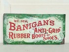 Antique Rare Banigan s Rubber Boots And Shoes Tin Litho Shoe Sign