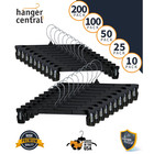 Hanger Central 25 Pack Black Plastic Pants Hangers With Extra Long Clips 14 Inch