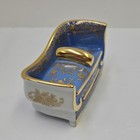 Limoges Porcelain Trinket Box Hand Painted Couch Divan Blue   Gold Victorian