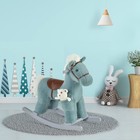 Qaba Kids Rocking Horse With Bear Toy Realistic Sounds Toddler Blue