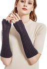 Novawo Women Arm Warmers Fashion Long Fingerless Gloves Knitted Dark Gray 